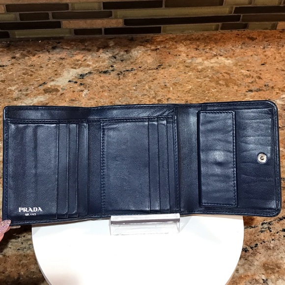 PRADA Gathered Lambskin Leather Trifold Wallet πππ₯ - Picture 7 of 17